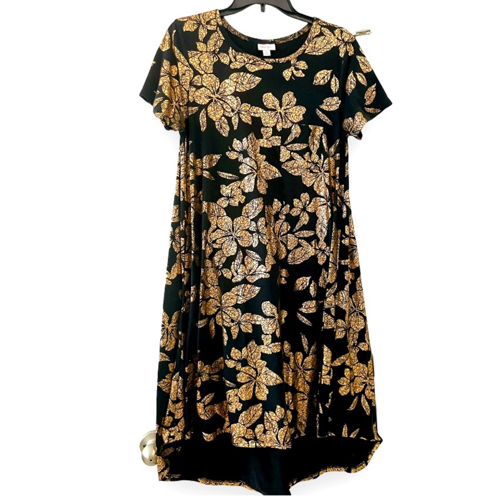 Black and Copper Metallic High Low Dress